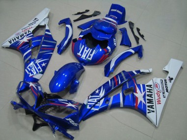 Custom 2006-2007 White Blue Fiat Motul Michelin Yamaha YZF R6 Motorcycle Fairings