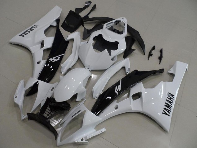 2006-2007 White Glossy Black Yamaha YZF R6 Motorcycle Fairings
