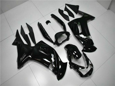 Custom 2006-2008 Glossy Black White Kawasaki EX650 Motorcycle Fairings