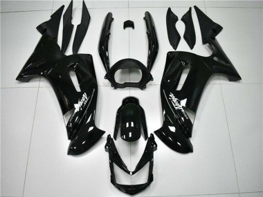 Custom 2006-2008 Glossy Black White Kawasaki EX650 Motorcycle Fairings