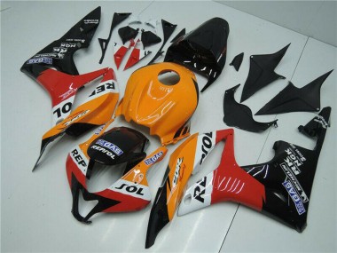 Custom 2007-2008 Orange White Red Glossy Black Repsol Honda CBR600RR Bike Fairings
