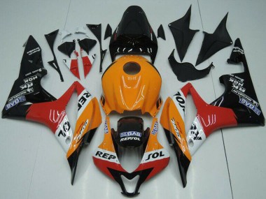 Custom 2007-2008 Orange White Red Glossy Black Repsol Honda CBR600RR Bike Fairings