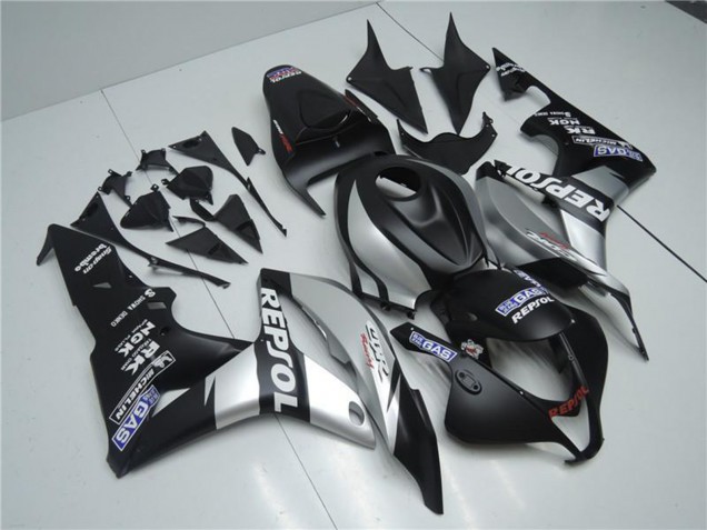 2007-2008 Matte Black Silver Grey Repsol Honda CBR600RR Motorcycle Fairings
