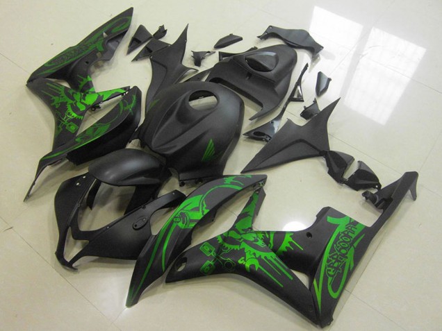 2007-2008 Green Matte Black Skull Honda CBR600RR Motorcycle Fairings