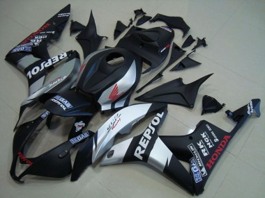 Custom 2007-2008 Matte Black Silver Repsol Honda CBR600RR Motorcycle Fairings