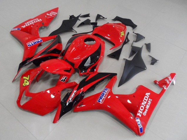 2007-2008 Red Glossy Black Racing Unlimited Parts 74 Honda CBR600RR Motorcycle Fairings