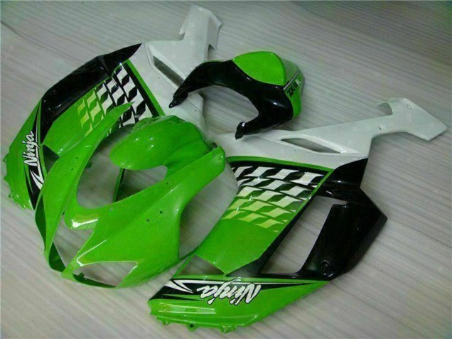 2007-2008 Green White Ninja Kawasaki ZX6R Motorcycle Fairings
