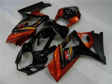 Custom 2007-2008 Black Orange Suzuki GSXR 1000 Motorcycle Fairings