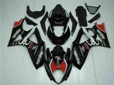 Custom 2007-2008 Glossy Black Red White Suzuki GSXR 1000 Motorcycle Fairings