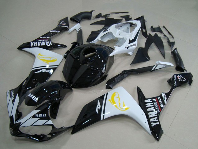 2007-2008 White Black Yellow Dolphin Yamaha YZF R1 Motorcycle Fairings