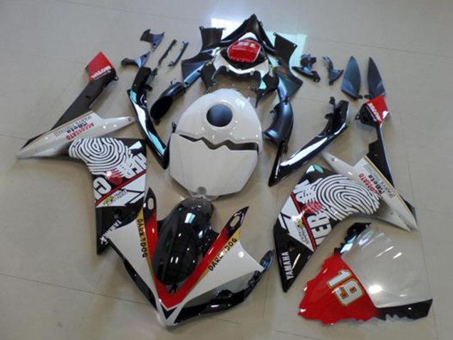 2007-2008 White Red Black Yellow Dark Dog Yamaha YZF R1 Motorcycle Fairings