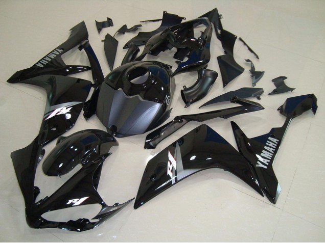 2007-2008 Glossy Black Matte Black White Decal Yamaha YZF R1 Motorcycle Fairings