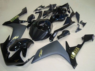 Custom 2007-2008 Glossy Black Matte Black Gold Yamaha YZF R1 Motorcycle Fairings