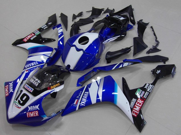 2007-2008 White Blue Black Volvo Fimer Yamaha YZF R1 Motorcycle Fairings