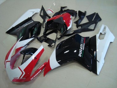 Custom 2007-2014 White Red Glossy Black Corse Ducati 1098 Motorcycle Fairings