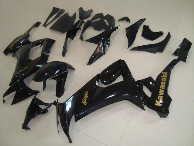 2008-2010 Glossy Black Gold Decal Kawasaki ZX10R Motorcycle Fairings