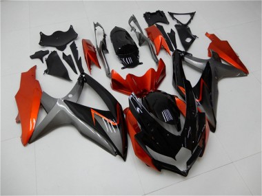 Custom 2008-2010 Orange Grey Glossy Black Suzuki GSXR 600/750 Motorcycle Fairings
