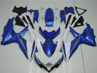 Custom 2008-2010 White Blue Suzuki GSXR 600/750 Motorcycle Fairings