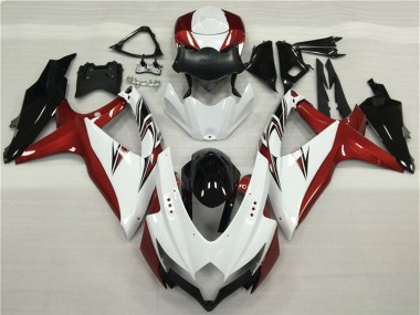 Custom 2008-2010 White Red Glossy Black Suzuki GSXR 600/750 Motorcycle Fairings