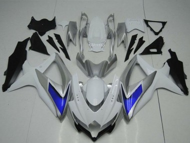 Custom 2008-2010 Silver White Blue Black Suzuki GSXR 600/750 Motorcycle Fairings