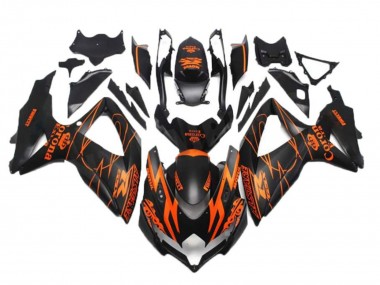 Custom 2008-2010 Matte Black Orange Alstare Corona Motul Suzuki GSXR 600/750 Motorcycle Fairings