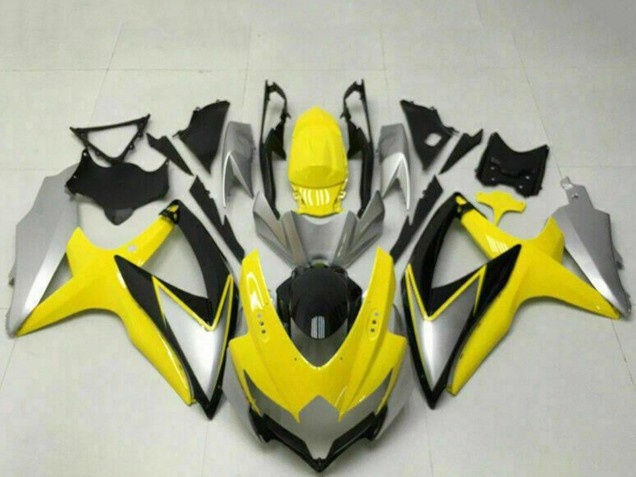 2008-2010 Yellow Silver Glossy Black Suzuki GSXR 600/750 Motorcycle Fairings