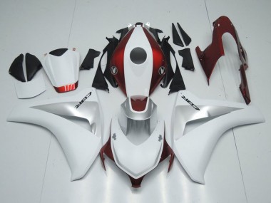 Custom 2008-2011 White Silver Candy Red Honda CBR1000RR Motorcycle Fairings