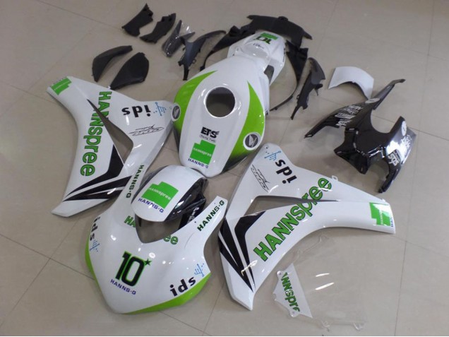2008-2011 White Green Glossy Black Hannspree 10 Honda CBR1000RR Motorcycle Fairings