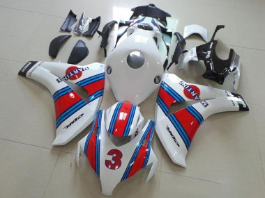 Custom 2008-2011 White Red Light Blue Martini 3 Honda CBR1000RR Motorcycle Fairings