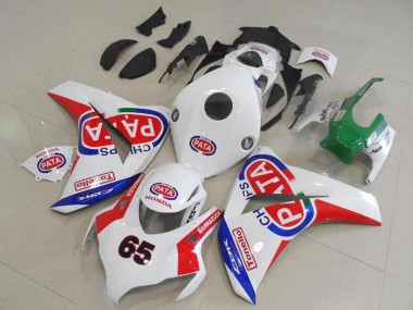Custom 2008-2011 White Red Blue Pata 65 Honda CBR1000RR Motorcycle Fairings