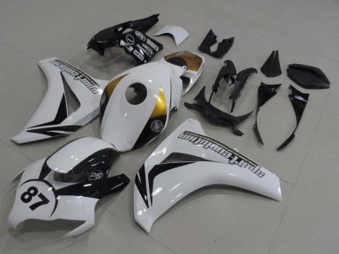 Custom 2008-2011 White Gold Glossy Black 87 Honda CBR1000RR Motorcycle Fairings