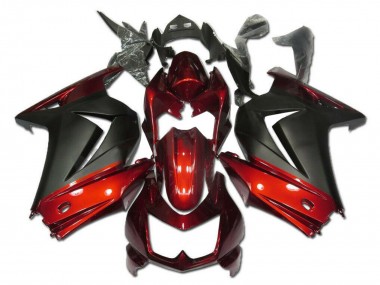 Custom 2008-2012 Red Matte Black Kawasaki EX250 Motorcycle Fairings