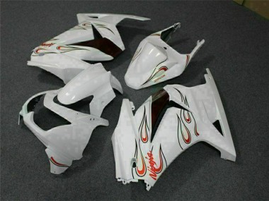Custom 2008-2012 White Red Kawasaki EX250 Motorcycle Fairings