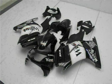 Custom 2008-2012 Glossy Black White West Kawasaki EX250 Motorcycle Fairings