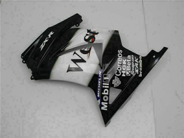 2008-2012 Glossy Black White West Kawasaki EX250 Motorcycle Fairings