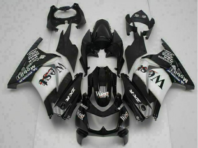 2008-2012 Glossy Black White West Kawasaki EX250 Motorcycle Fairings