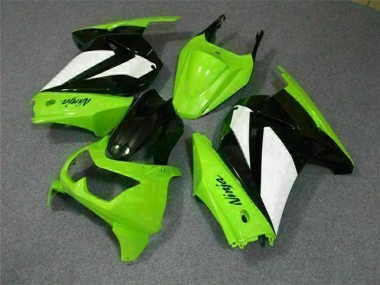 Custom 2008-2012 Green White Black Kawasaki EX250 Motorcycle Fairings