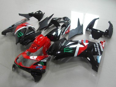 Custom 2008-2012 Glossy Black Red White Green Monster Motul Kawasaki ZX250R Motorcycle Fairings