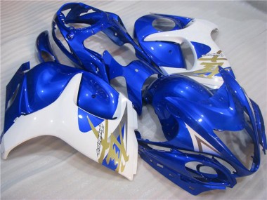 Custom 2008-2020 White Blue Suzuki GSXR 1300 Hayabusa Motorcycle Fairings