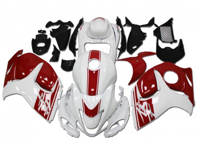 2008-2020 White Red Suzuki GSXR 1300 Hayabusa Motorcycle Fairings