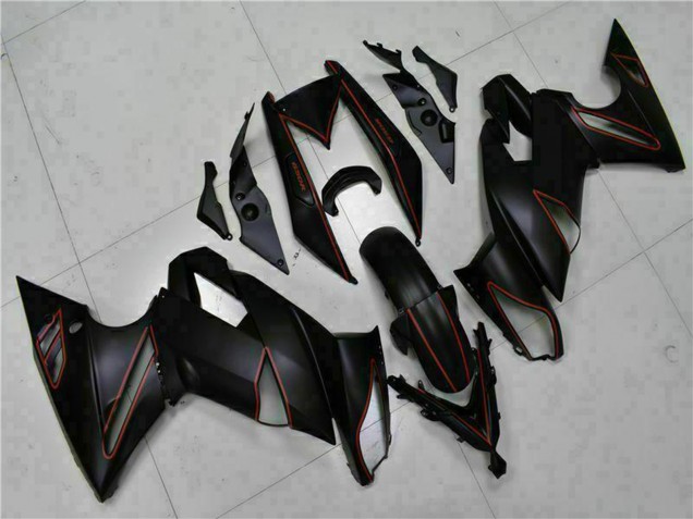 2009-2011 Matte Black Red Stripe Kawasaki EX650 Motorcycle Fairings