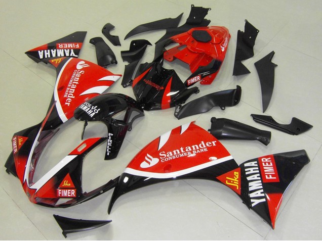 2009-2011 Red Black White Santander Fimer Yamaha YZF R1 Motorcycle Fairings