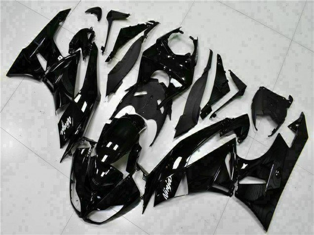 2009-2012 Glossy Black White Ninja Kawasaki ZX6R Motorcycle Fairings