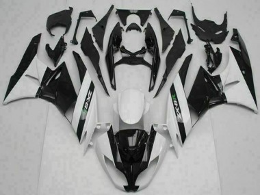 Custom 2009-2012 Glossy Black White Kawasaki ZX6R Motorcycle Fairings