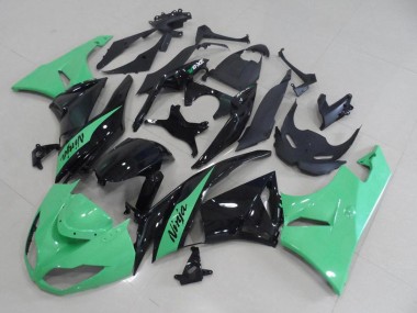 Custom 2009-2012 Light Green Glossy Black Kawasaki ZX6R Motorcycle Fairings