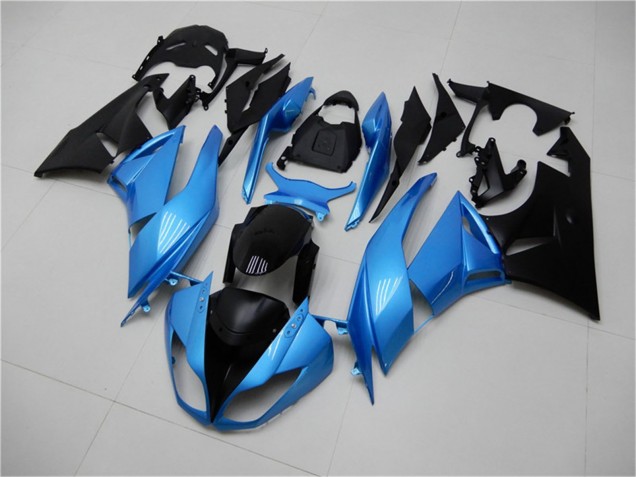 2009-2012 Light Blue Glossy Black Kawasaki ZX6R Motorcycle Fairings