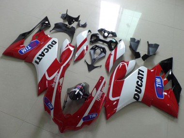 Custom 2011-2014 White Red Tim Ducati 1199 Motorcycle Fairings