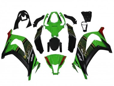 Custom 2011-2015 Green Glossy Black Red Honeycomb Kawasaki ZX10R Motorcycle Fairings