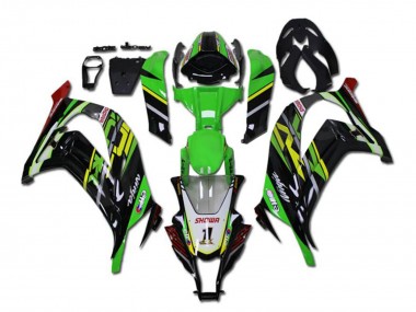 Custom 2011-2015 Green Yellow Glossy Black Red Showr 1 Kawasaki ZX10R Motorcycle Fairings