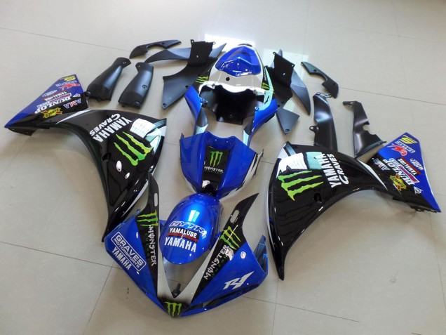 2012-2014 Blue White Glossy Black Green Graves Yamalube Monster Yamaha YZF R1 Motorcycle Fairings